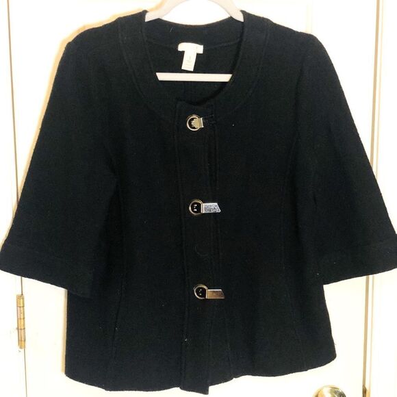 Chico's Women's Black Half Sleeves Comfort Cardigan Jackets Size 1 = Small - Picture 1 of 6